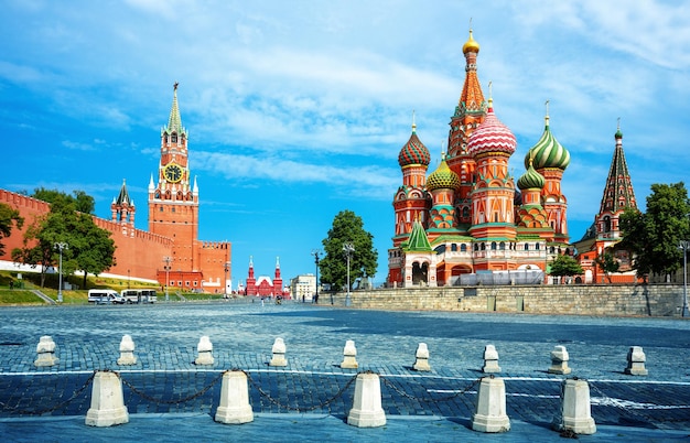 Moscow Kremlin and St Basil's Cathedral in summer Russia