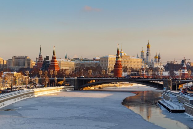 Moscow Kremlin in sunny winter morning