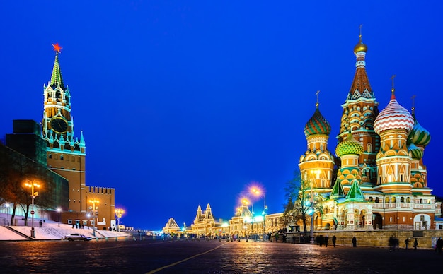 Moscow Red Square and Saint Basil s Cathedral at winter night view