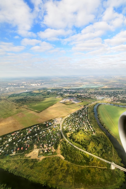 Moscow region. View from the airplane. Moscow region bird&#39;s-eye view.