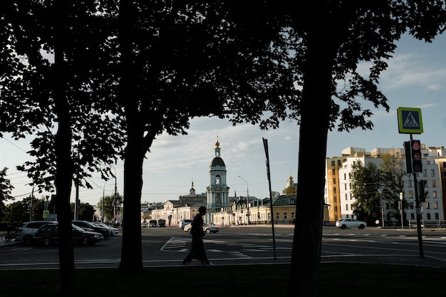 MOSCOW, RUSSIA - AUGUST 28 2021: Evening in the streets of Moscow.