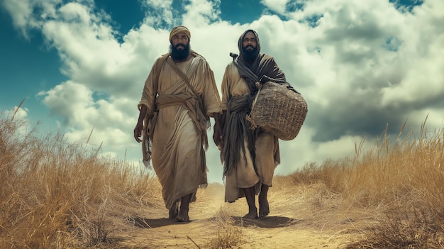 Photo moses and aaron setting out together on the road to egypt