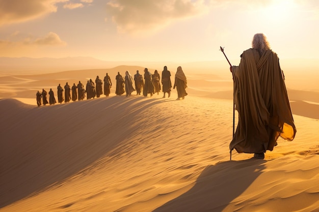 Moses leads the Jews through the desert Moses led his people to the Promised Land through the Sinai desert Religion Bible History Escape