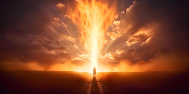 Photo moses39 divine encounter god appears as a pillar of fire on mount horeb concept biblical story divine encounter pillar of fire mount horeb