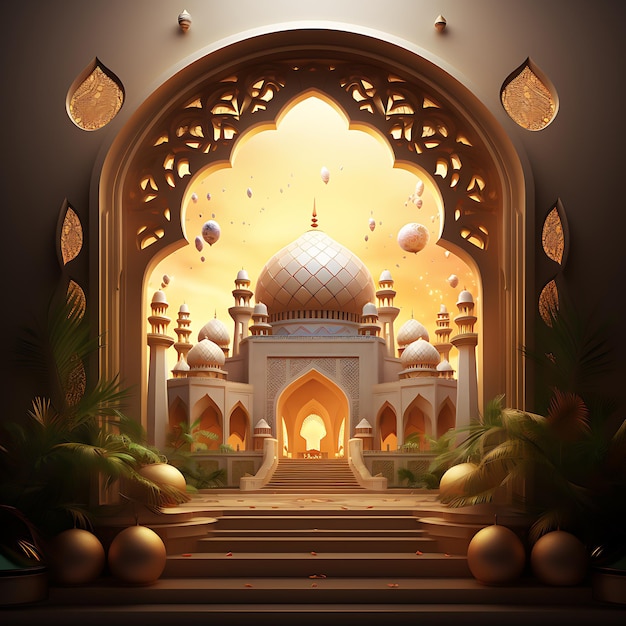 Mosque background illustration Golden luxury