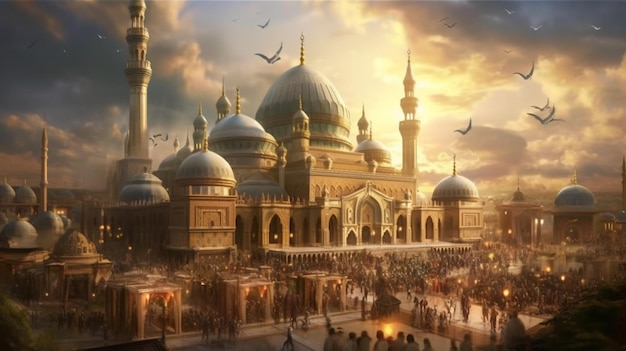 The mosque background is suitable for your design