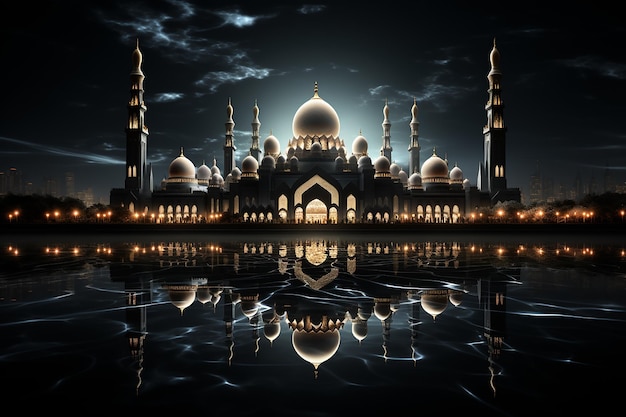 mosque building animation plain white and black background no shadow no other image