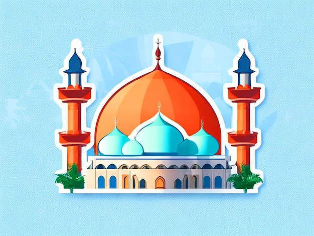 Photo mosque cartoon sticker design artistic simple design hd free download