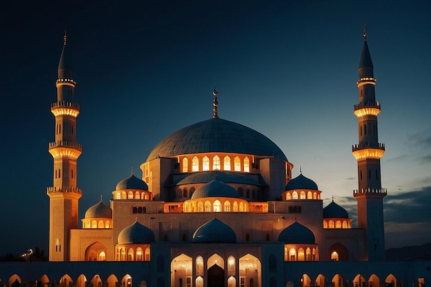 Mosque illuminated by soft lighting