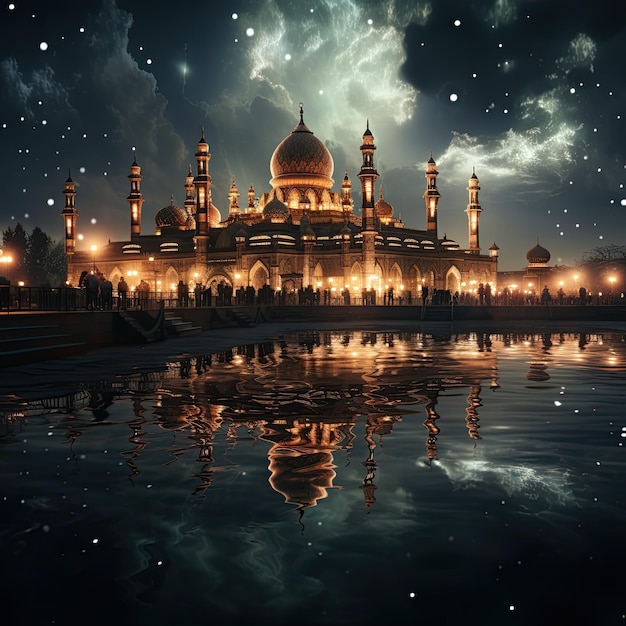 mosque illustration night background