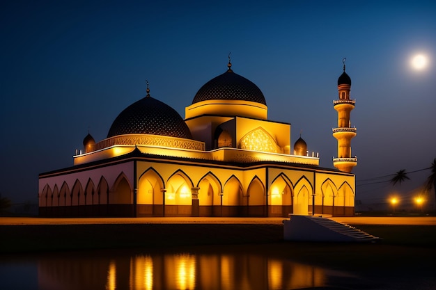 A mosque in the middle of the night