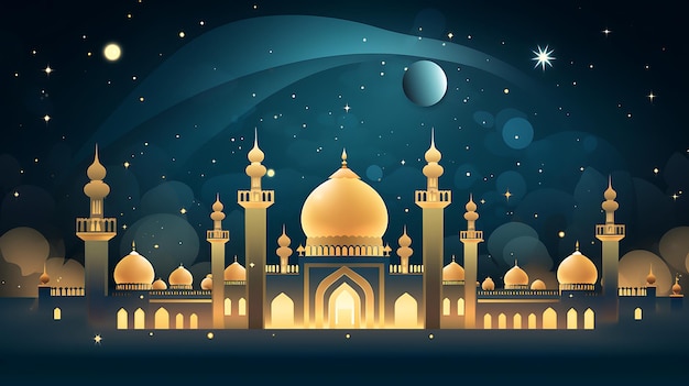 a mosque under the moon and the moon