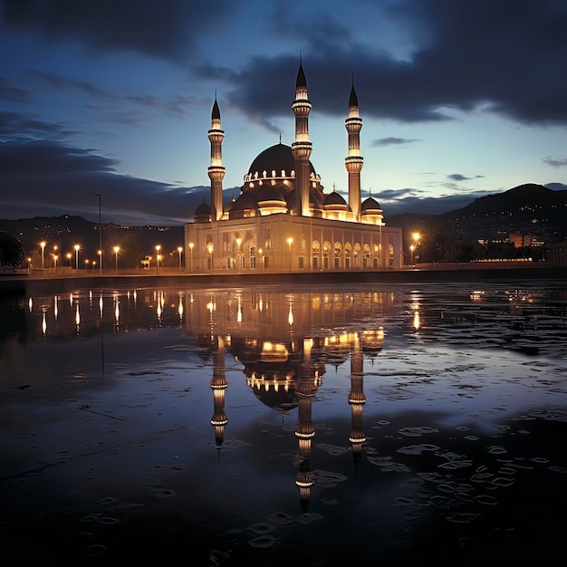 Mosque at Night A Serene Nocturnal Oasis Ai Generated