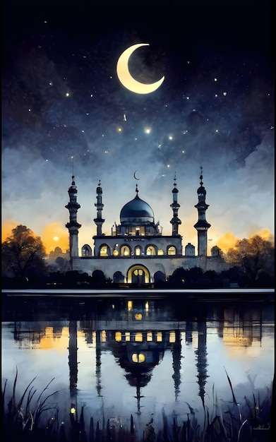 mosque at night