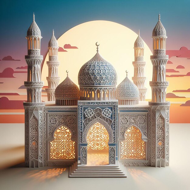 Mosque in paper style design