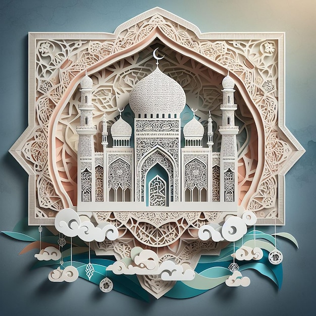 Mosque in paper style design