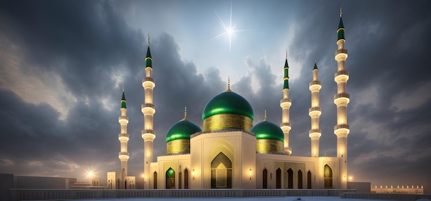 Mosque for Ramadan Kareem Eid Greetings for Muslim Festival Islamic Culture Ramzaan Generative AI