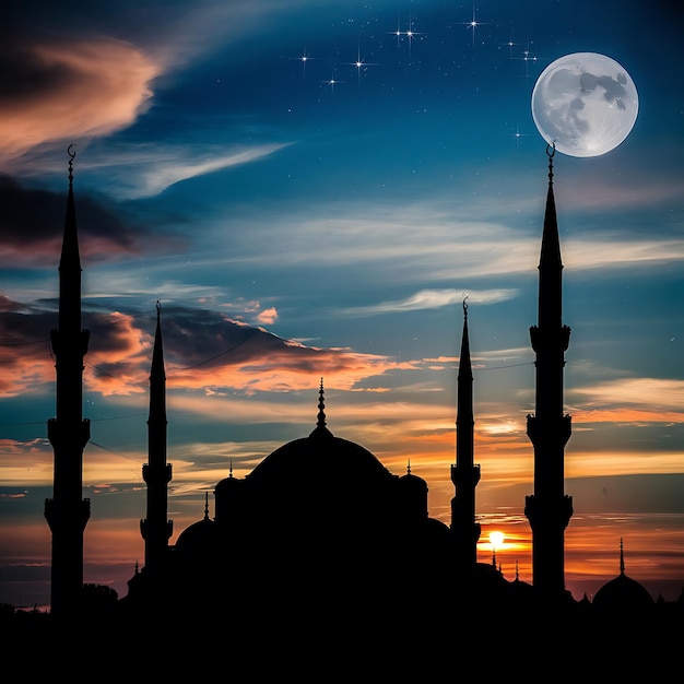 Photo a mosque silhouette