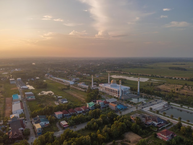 Mosque of Songkhla ProvinceThailand Beautiful grand mosque in Ramadan day evening sunset