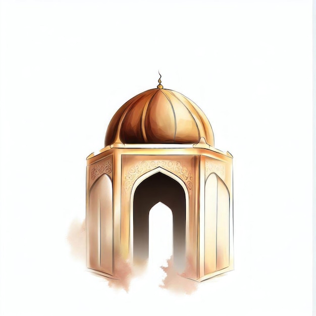 Mosque in Watercolor Generative AI