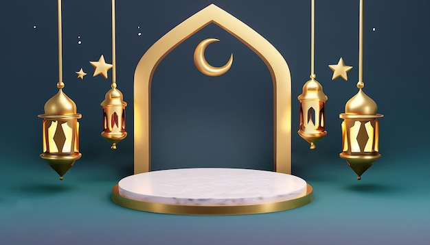 A mosque with a crescent moon and stars