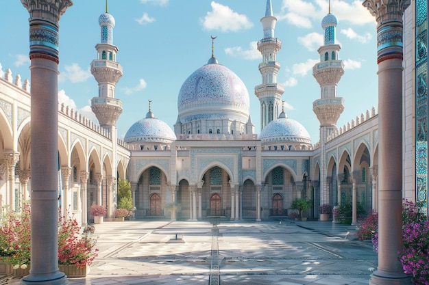 Mosque with expansive courtyard