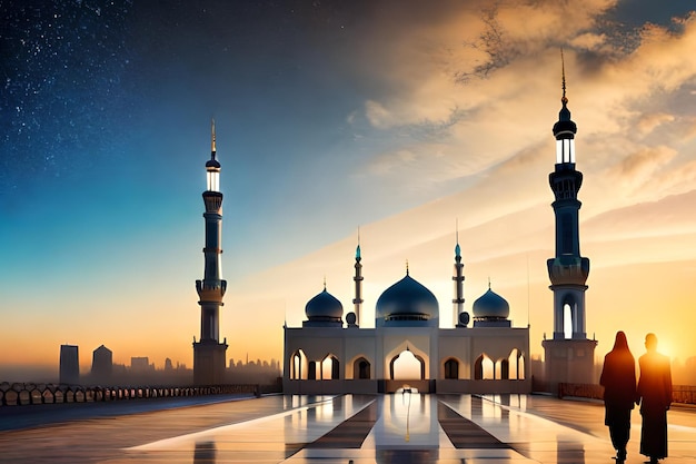 A mosque with the sky in the background