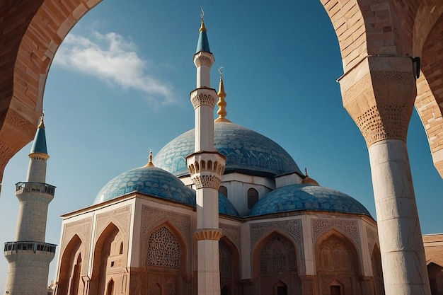 Photo mosque with a spiral minaret