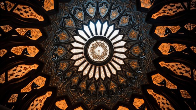 A mosque39s dome with intricate geometric patterns