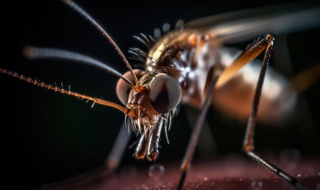 A mosquito on a black background