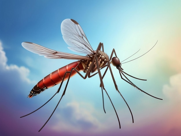 Photo a mosquito fly in the sky with his wings high quality image illustration