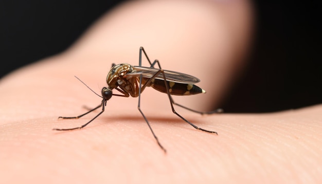 a mosquito is on the hand of a person