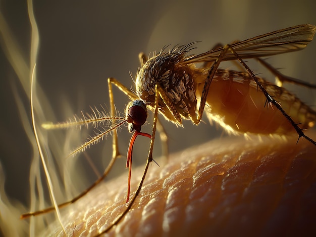 a mosquito is shown on a human hand