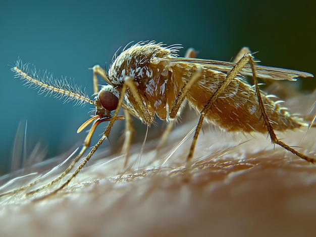 a mosquito is shown with a bug on its nose