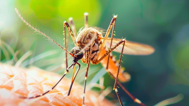 A mosquito is sitting on top of an orange