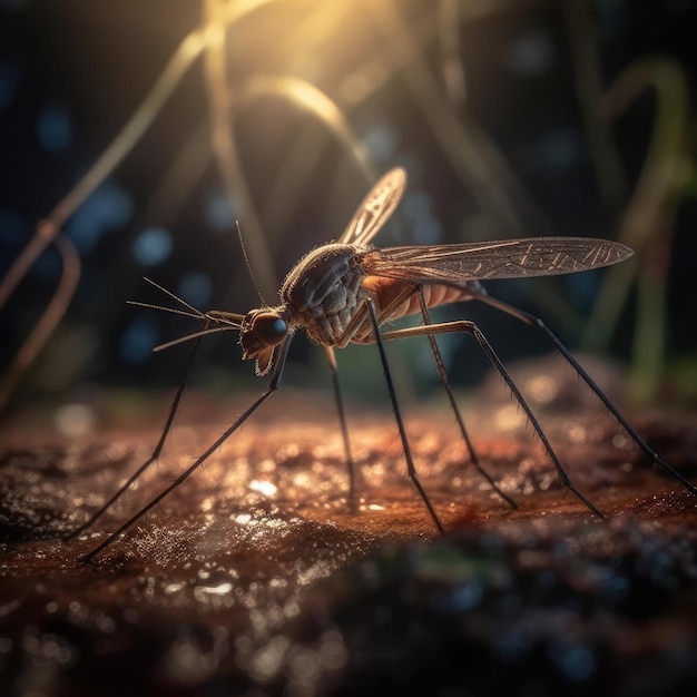 Mosquito in natural habitat generative AI