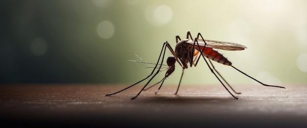 Photo a mosquito perched on a brown surface