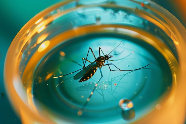 Mosquito Trapped in a Petri Dish