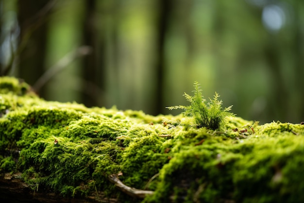 a moss covered log in the woods