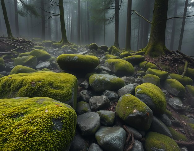 Photo a moss covered rock with moss on it