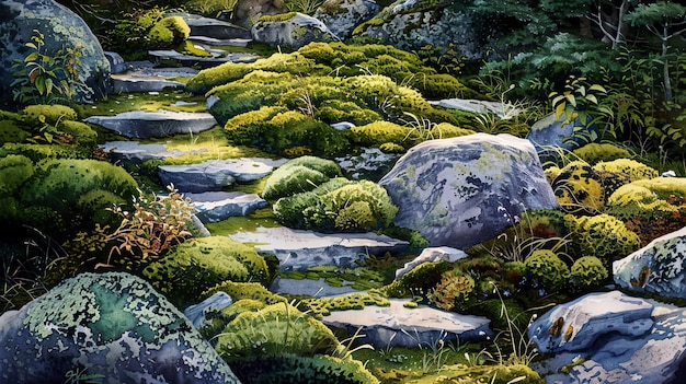 a moss covered rock with moss and moss on it