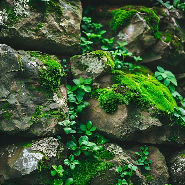 Photo moss covered rocks