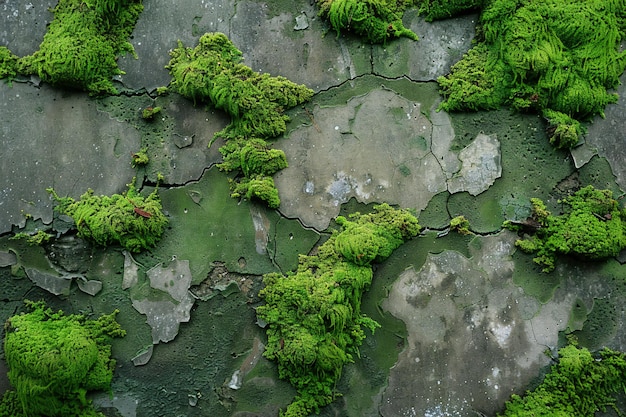 Photo a moss covered stone wall with moss growing on it