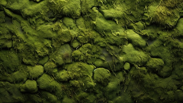 Moss Covered Wall With Rocks and Moss