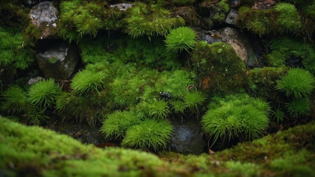 Moss and fern covered wall exuding serenity and lushness