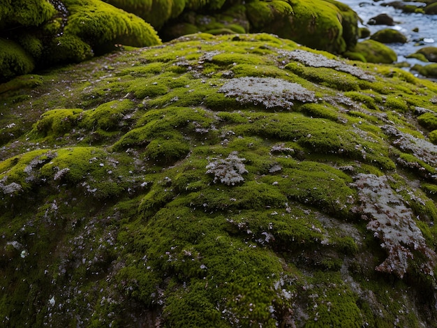 Photo moss and lichen texture zoomed green earth ground