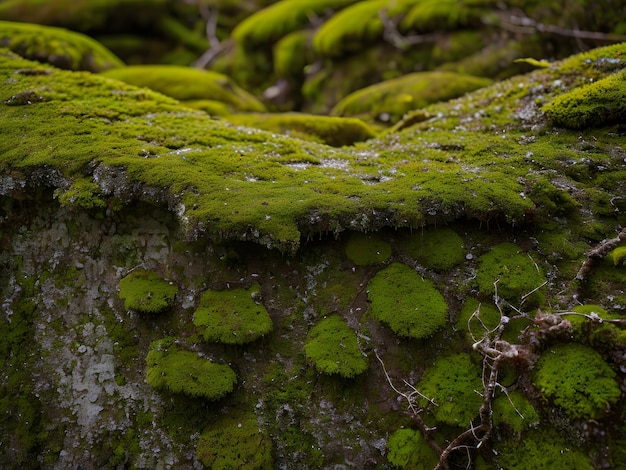 Photo moss and lichen texture zoomed green earth ground