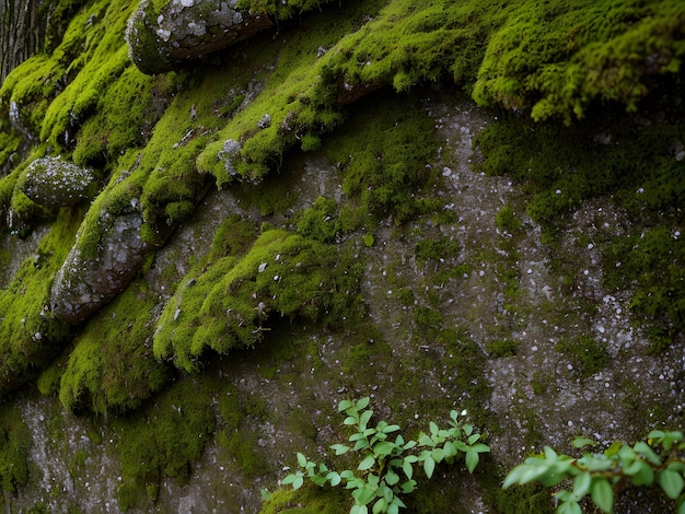 Photo moss and lichen texture zoomed green earth ground