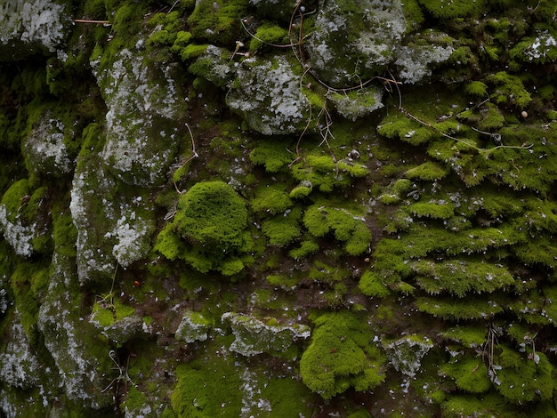 Photo moss and lichen texture zoomed green earth ground