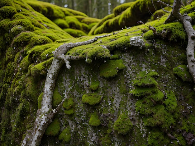 Photo moss and lichen texture zoomed green earth ground